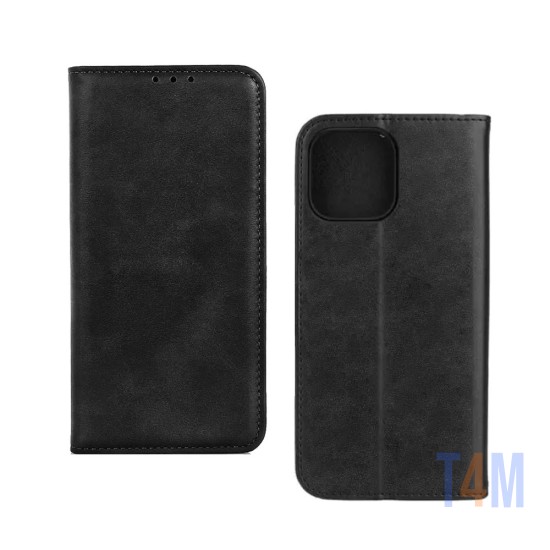Leather Flip Cover with Internal Pocket for Apple iPhone 13 Pro Max Black